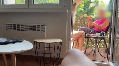 Anastasia Ocean - My husband is jerking off and cum in front of my mom a while we tal