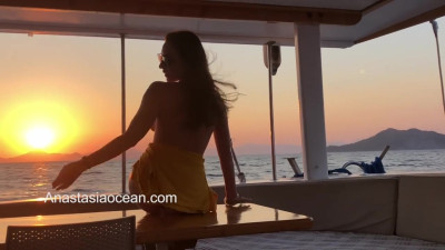 Anastasia Ocean - Naked nymph on sunset. Nudist girl outside. Public.