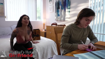 Lily Lane - Busty tattooed hottie Lily Lane wears lingerie to seduce boyfriend's son