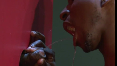 gay black bitch takes piss from strangers and self pisses himself